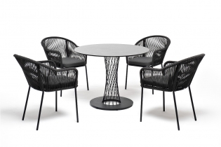 MR1001017 обеденная группа на 4 персоны со стульями темно-серый, круглый стол «серый гранит»
