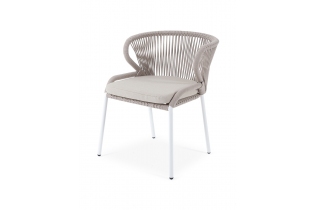 MR1002048 стул плетеный из роупа, каркас алюминий (RAL1001), роуп бежевый круглый, ткань бежевая